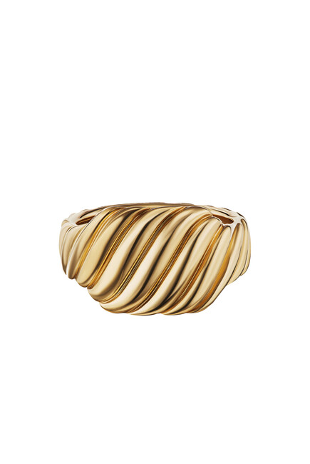 Sculpted Cable Contour Ring, 18k Yellow Gold